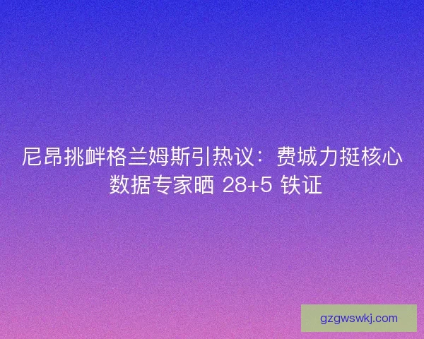 尼昂挑衅格兰姆斯引热议：费城力挺核心 数据专家晒 28+5 铁证