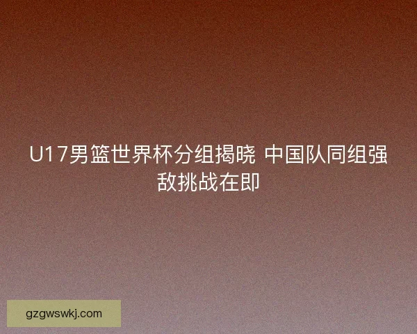 U17男篮世界杯分组揭晓 中国队同组强敌挑战在即
